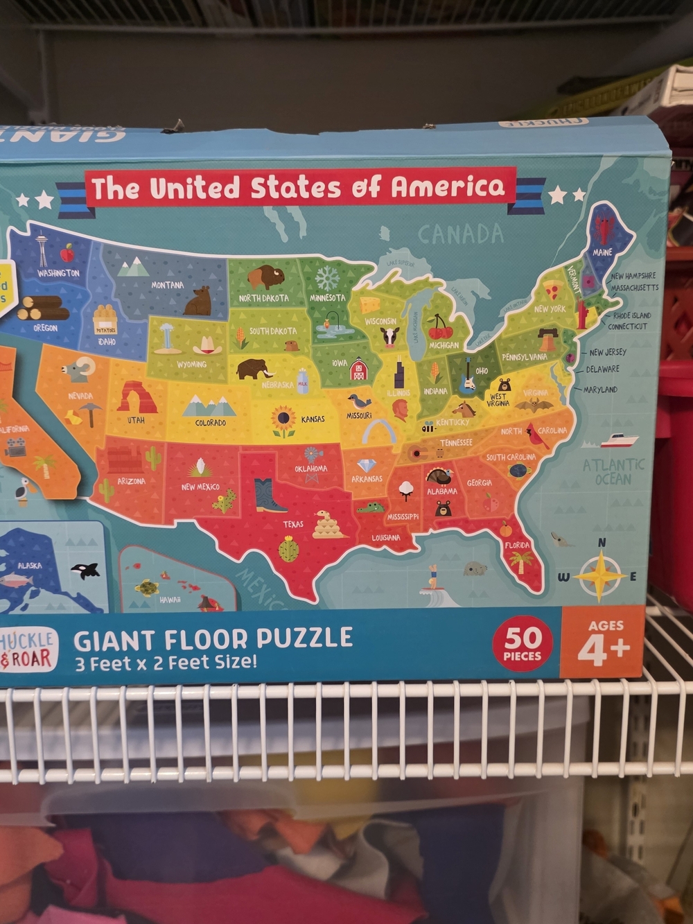 Giant Floor Puzzle - United States Map (Multicolor)